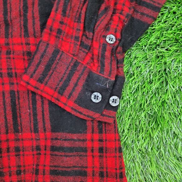 Vintage 90s Woodland Plaid Shirt XL 23x27 Wool - Picture 2 of 10